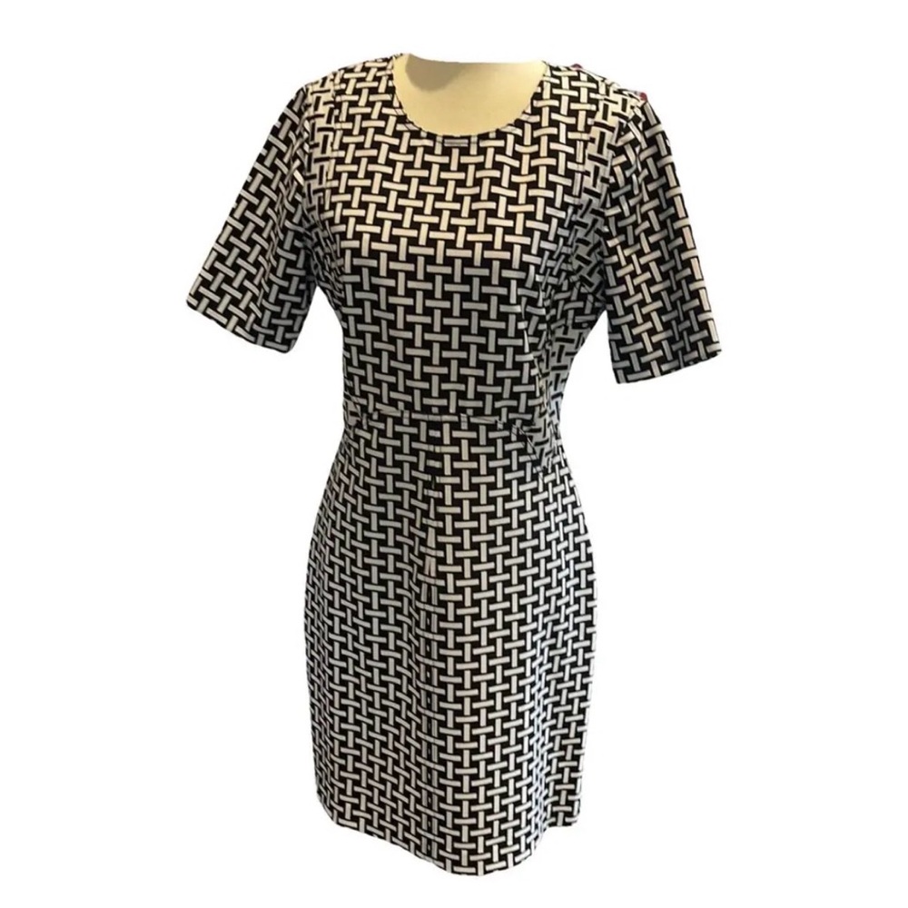 DVF geometric black and white dress